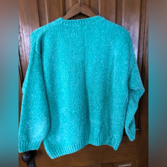 Vtg Cozy Mint Green Chenille Sweater - Picture 3 of 10
